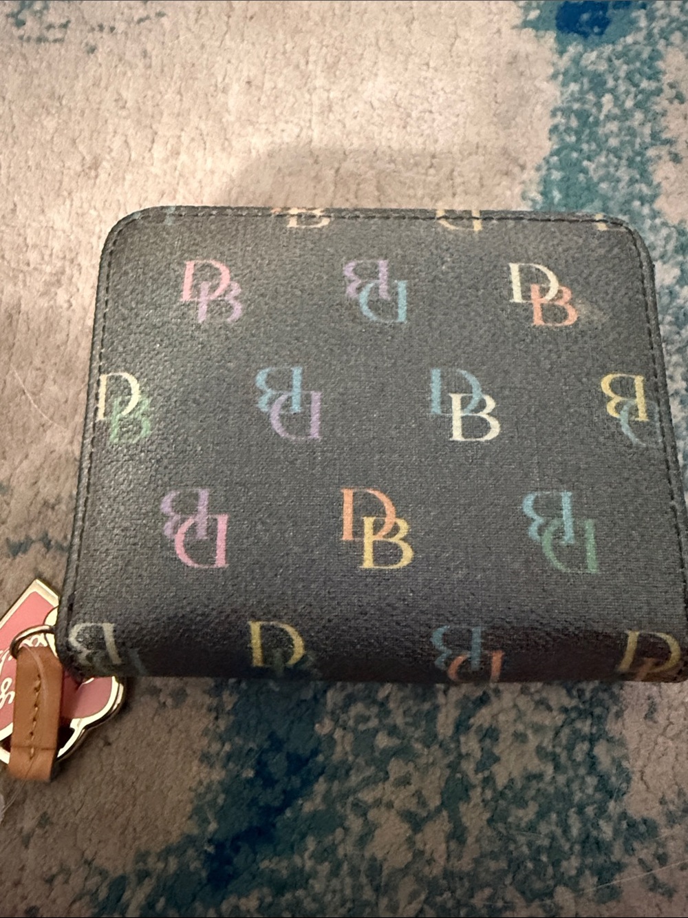 Dooney & Bourke Black Wallet with Multicolor DB Logo Print